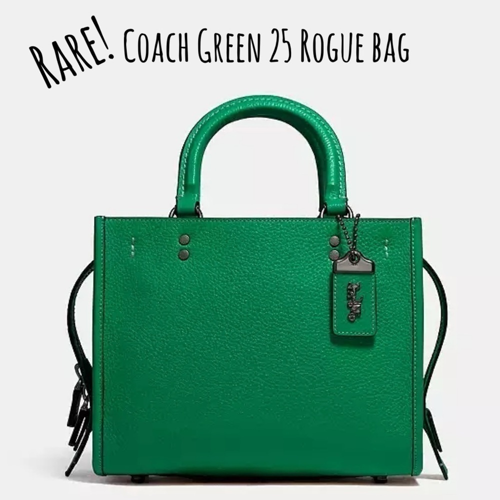 Coach Green Grass 25 Rare Glovetanned Leather Rogue Bag